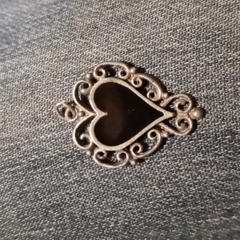 Vintage Black Enamel Heart Pendant